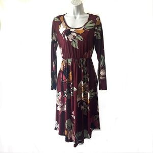 Egy Dress Dark Floral Sz M Stretch Jersey Knit Office Siren Corp Wear USA Made